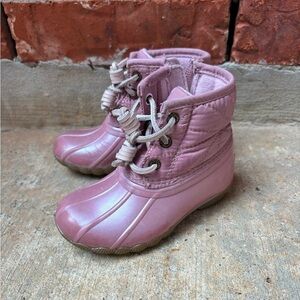 Sperry Baby Girls 7 Pink Shimmer Rain Duck Boots